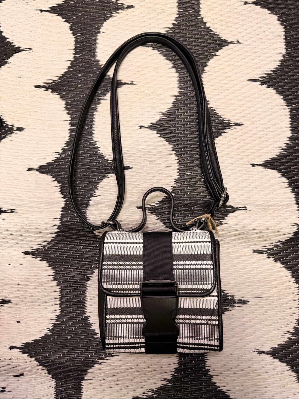wild fable Black and White Striped Crossbody Bag